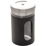 Porta Condimentos 80ml Preto De Vidro e Inox Com Tampa Dosadora